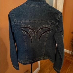 Jean Bay Embroidered Jean Jacket - Petite Large